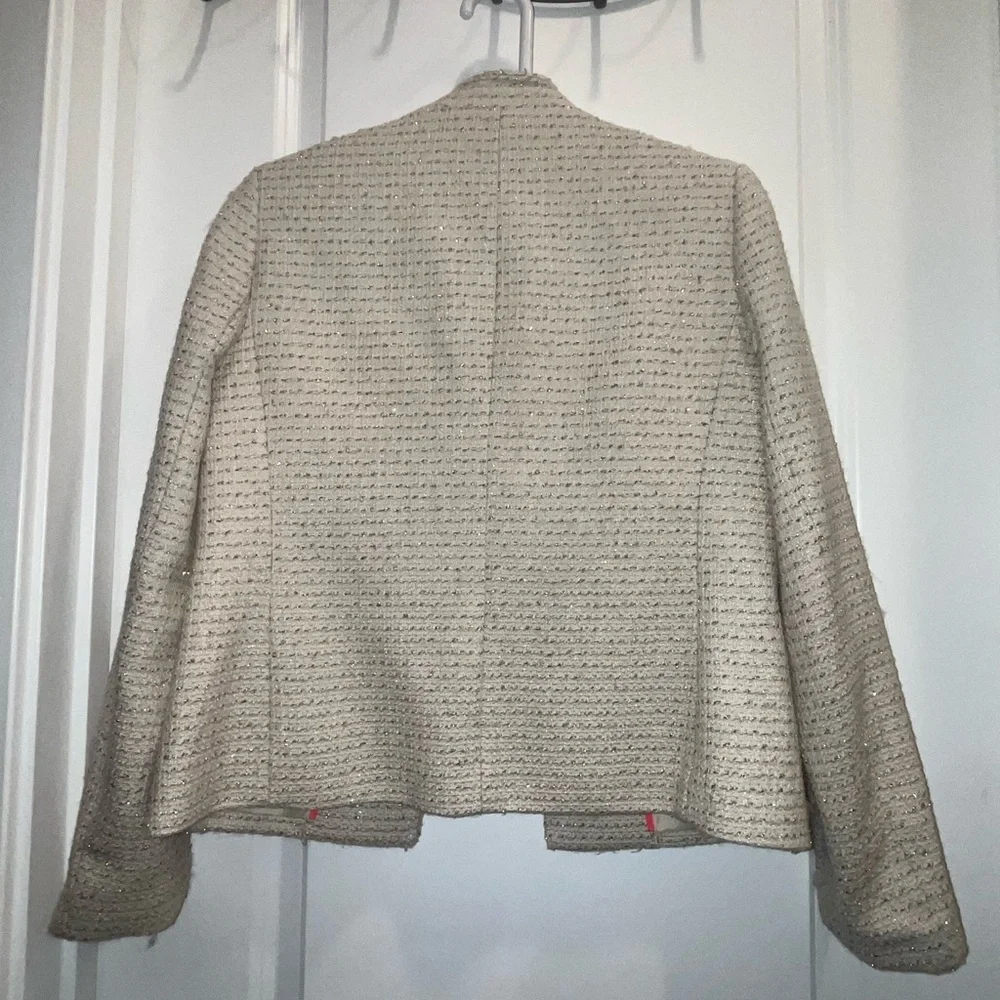 J.Crew Metallic Tweed Lady Jacket with Front Pockets in Cream